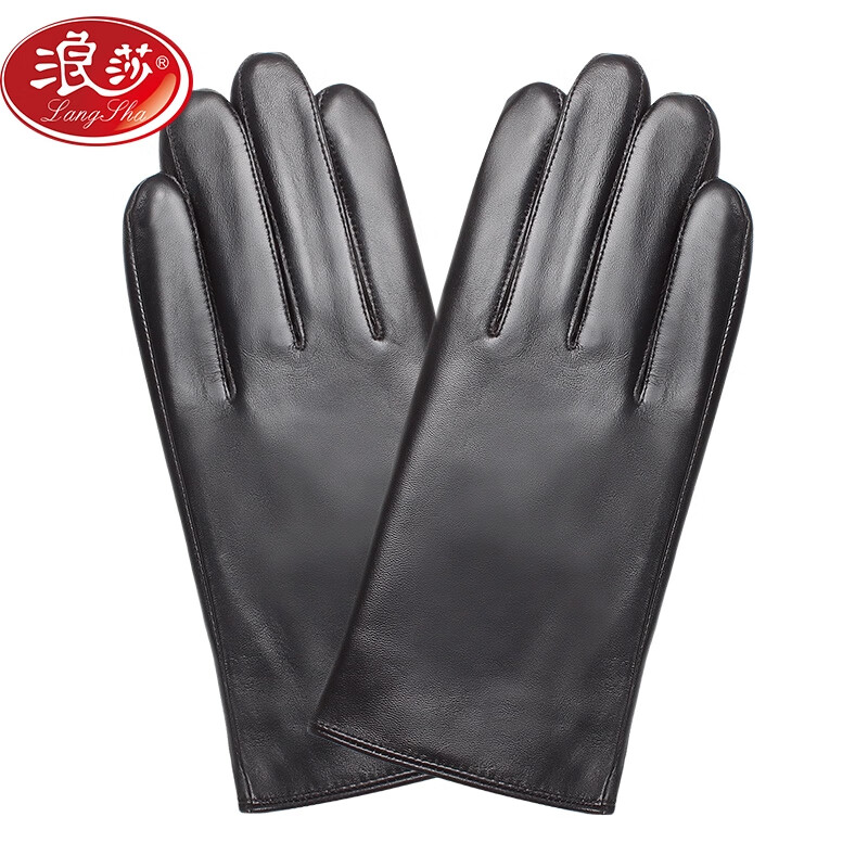Langsha leather gloves men's winter warm Plush full-length touch screen gloves outdoor driving and riding cold proof men's gloves lssq-a045-318 black M