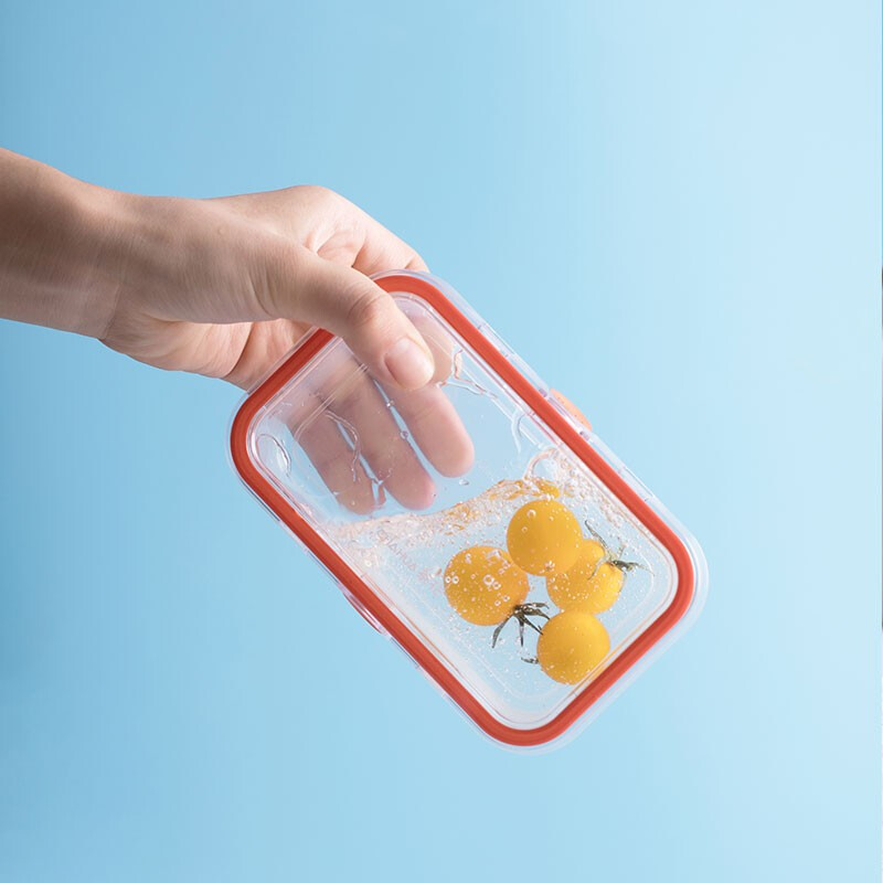 茶花冰箱收纳盒水果保鲜盒专用厨房塑料长方形冷冻食品密封盒 【1150ML】绿色