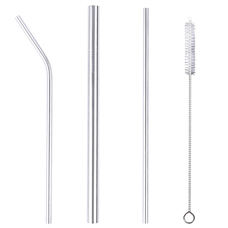 Tangzong chopsticks 304 stainless steel straw set 4-piece set cocktail straw environmental protection thread metal drinking tube tableware coffee milk tea cold drinking straw stirring rod c6022