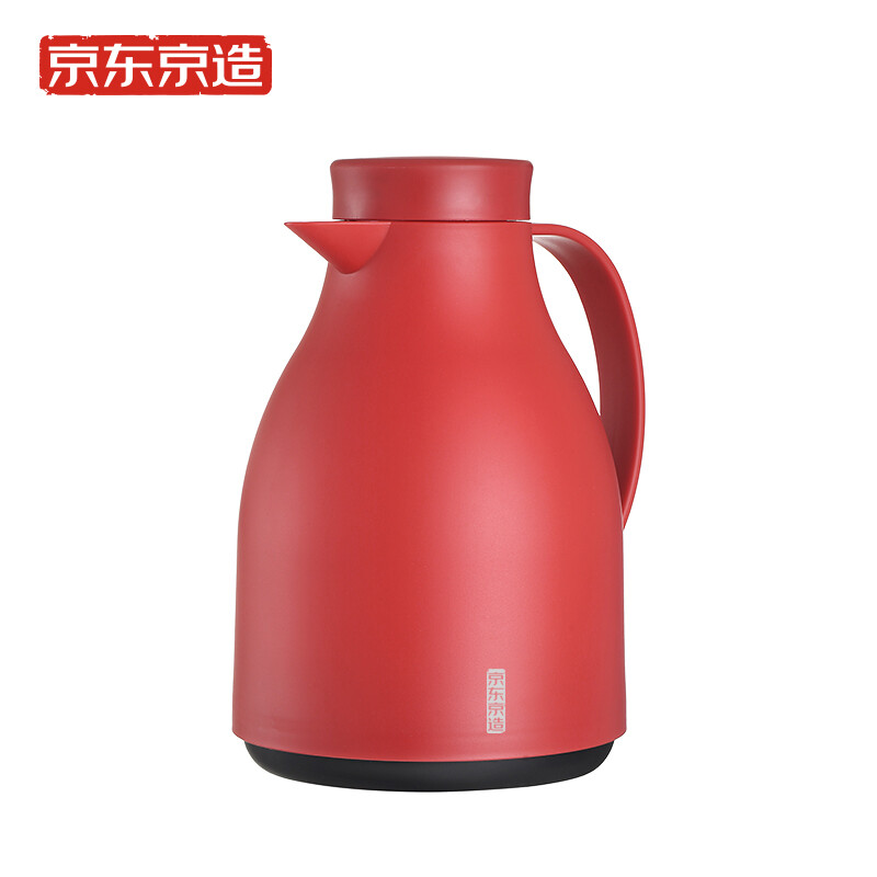 Jingdong jingzao glass liner thermos 1.5L vacuum thermos portable household hot water thermos thermos rose red