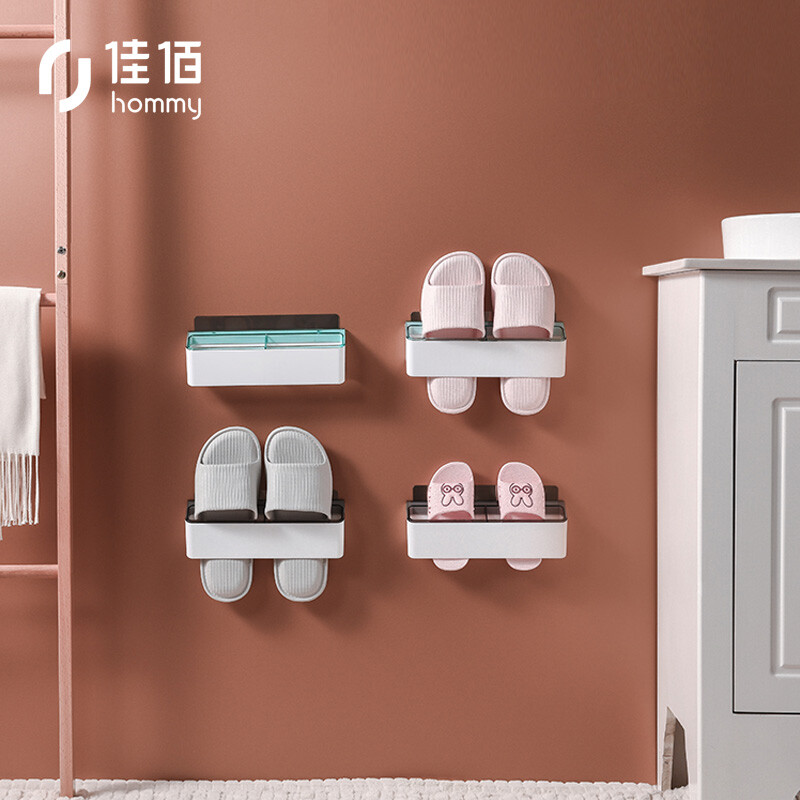 Jiabai non perforated bathroom slipper rack bathroom shoe rack door rear slipper storage rack bathroom supplies