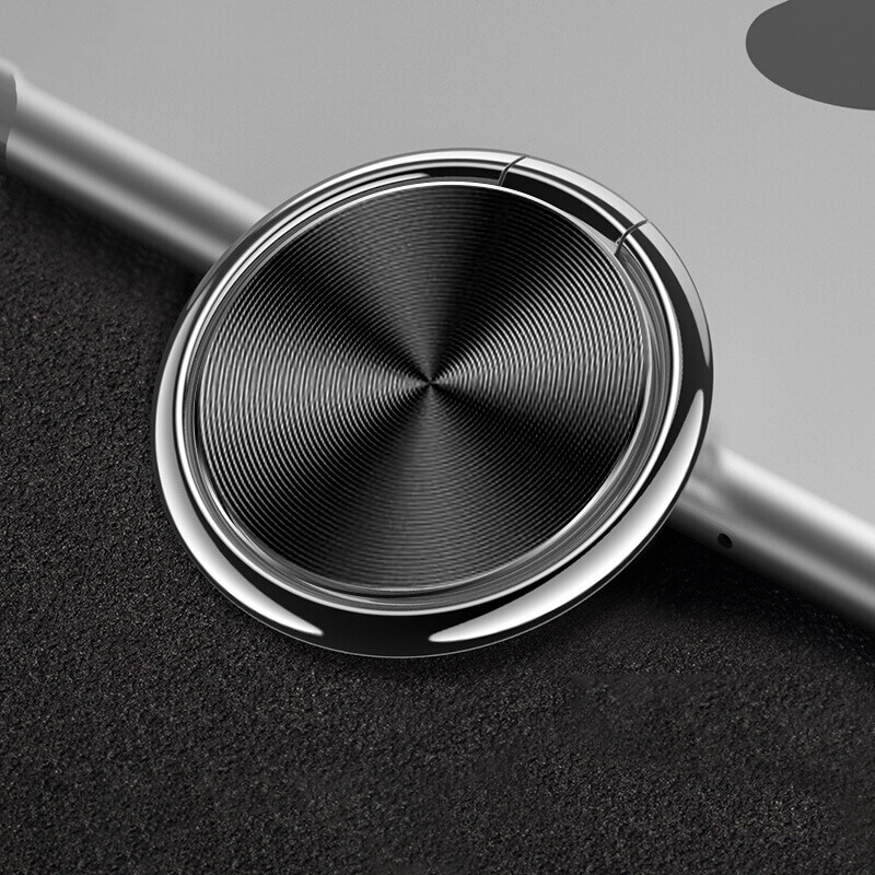 Escase mobile phone bracket iPad flat desktop bracket ring buckle slim frosted metal iPhone Huawei mobile phone magnetic suction vehicle bracket ring buckle 9plus Jazz black