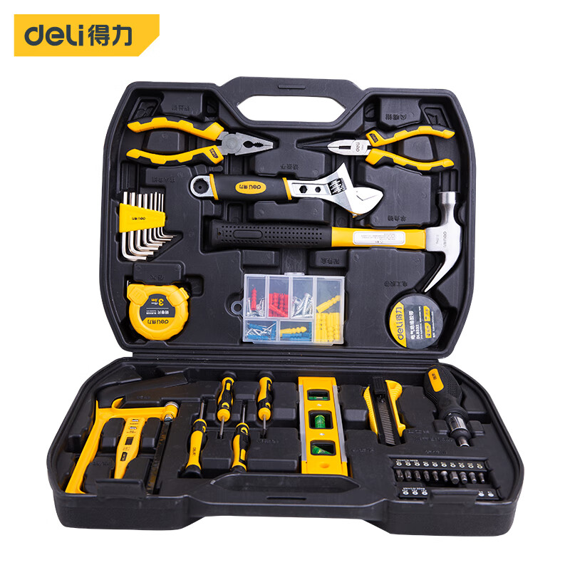 Deli household toolbox set electrician woodworking maintenance hardware manual tool set 116 pieces dl5973