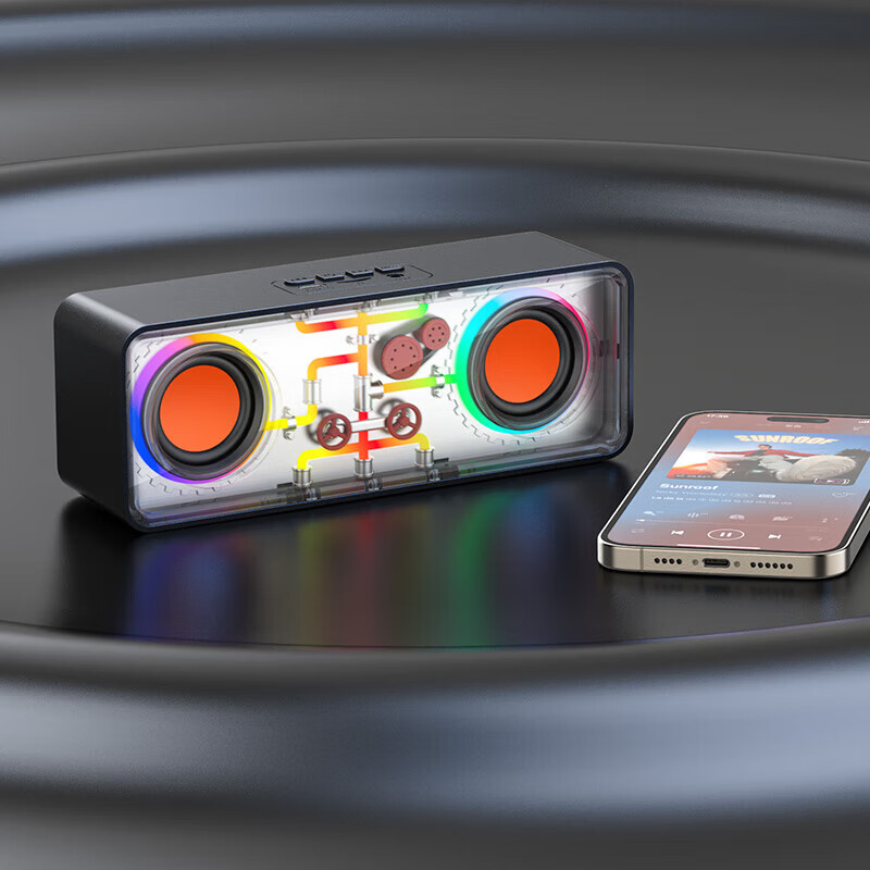 RECCI锐思RSK-W38 HIFi音质炫彩RGB七彩灯效随音乐舞动双喇叭设计超强立体声蓝牙音箱 白色