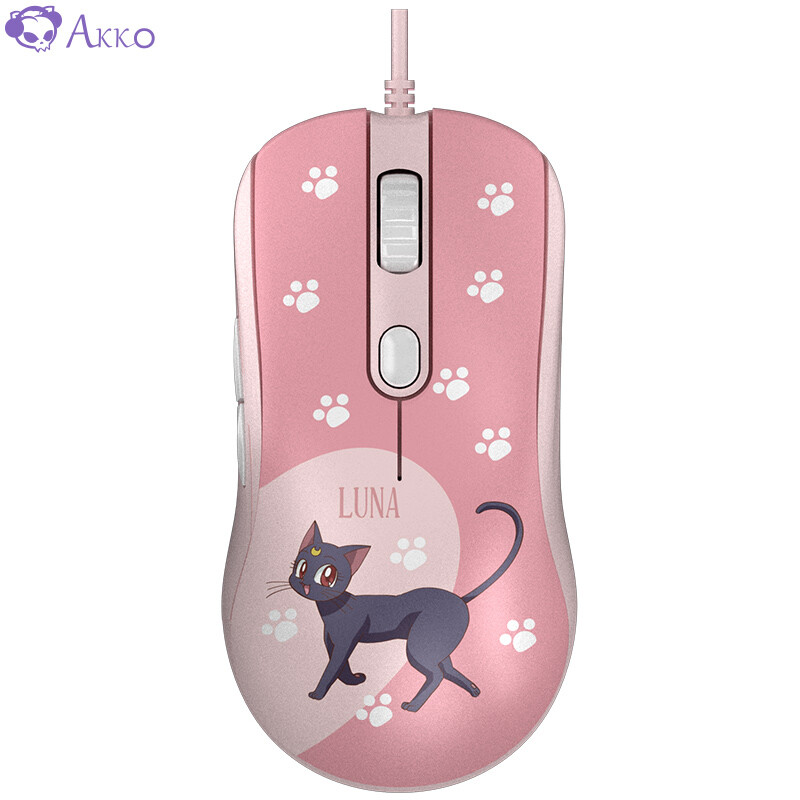 Akko ag325 beautiful girl warrior wired mouse Office Mouse desktop mouse girl e-sports game mouse apex chicken eating computer mouse Luna Pink