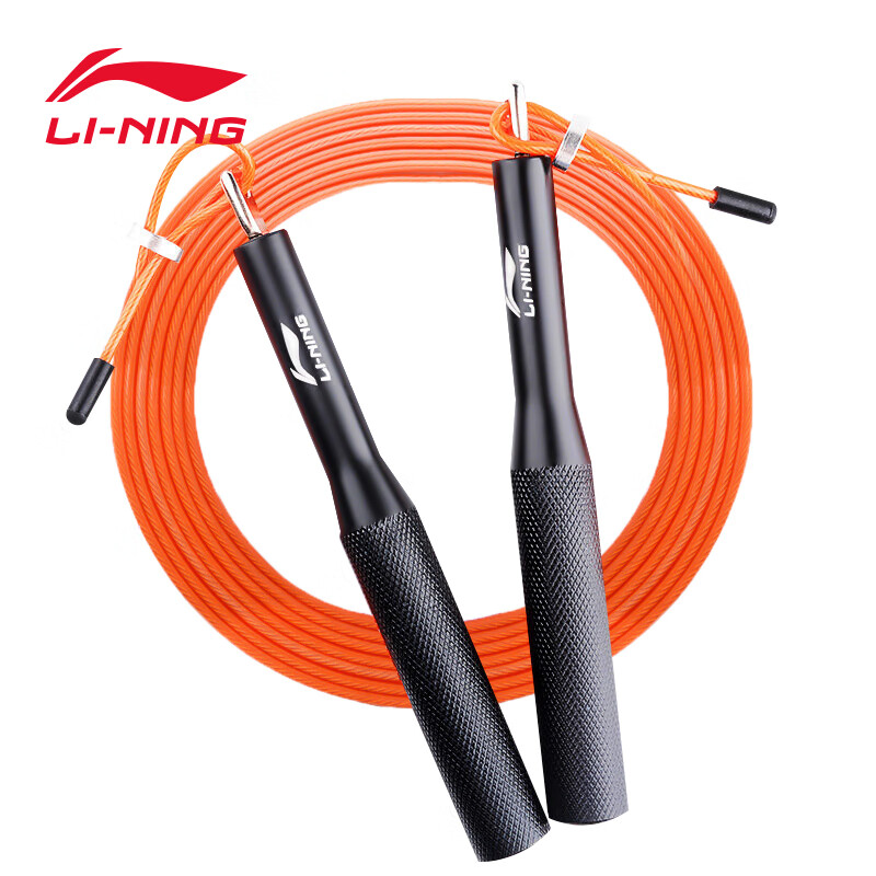 Li Ning Li-Ning steel wire rope skipping aluminum alloy handle professional adult fitness and weight loss fitness equipment students' high school entrance examination competitive rope skipping 303 - Black Orange (free storage bag)