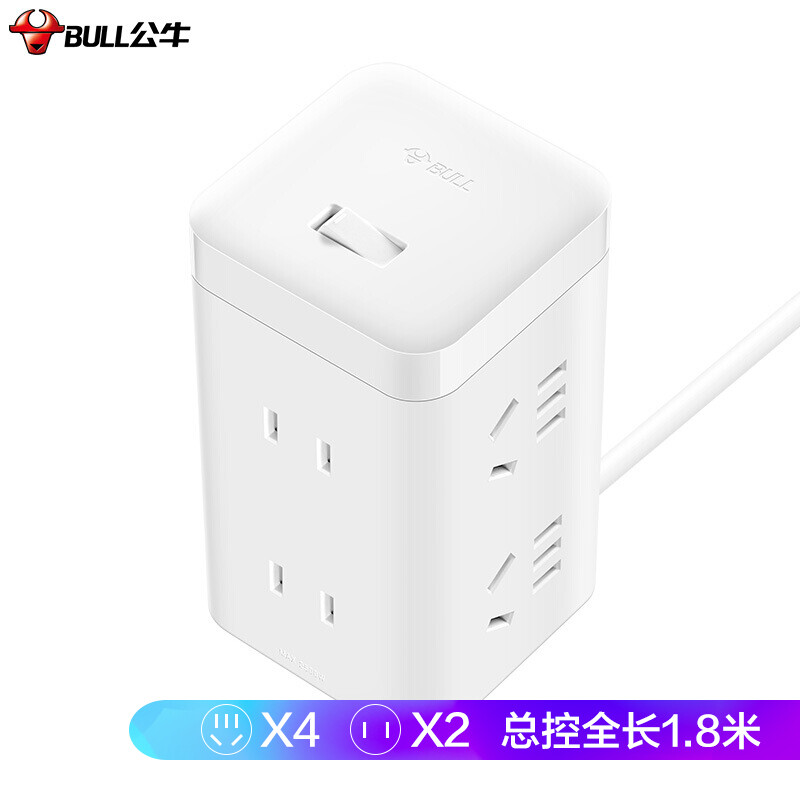 Bull big magic cube socket patch panel / row / row / patch panel / drag panel gnv-ue2240 white magic cube 6-bit socket with a total length of 1.8m