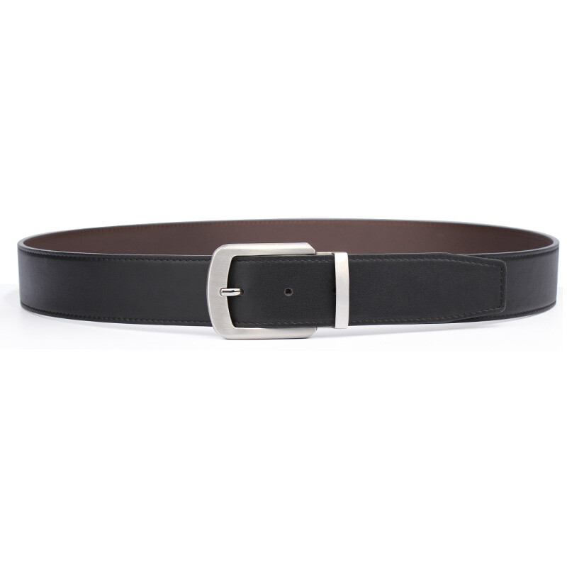 5. V. Brown men's belt head layer cowhide needle buckle belt business casual formal pants belt gift box y8302bp7bpa115 silver buckle two-color version