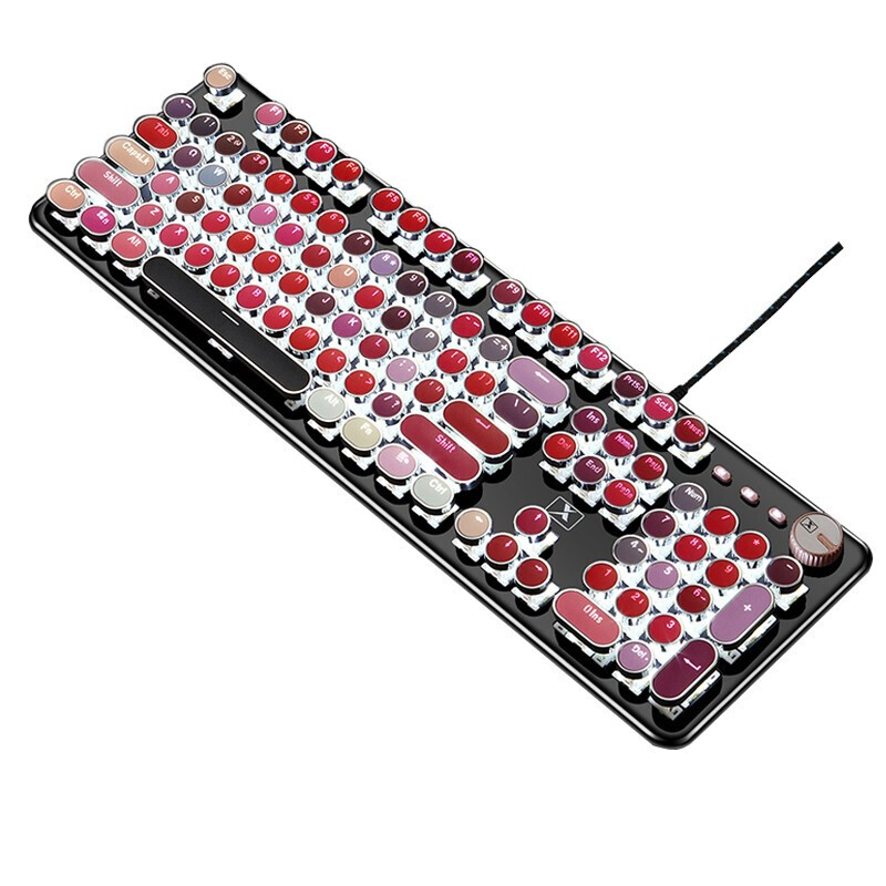 Technology k520 mechanical green axis keyboard Cherry Blossom punk retro laptop desktop backlight girl lovely pink office keyboard mouth red white light green axis