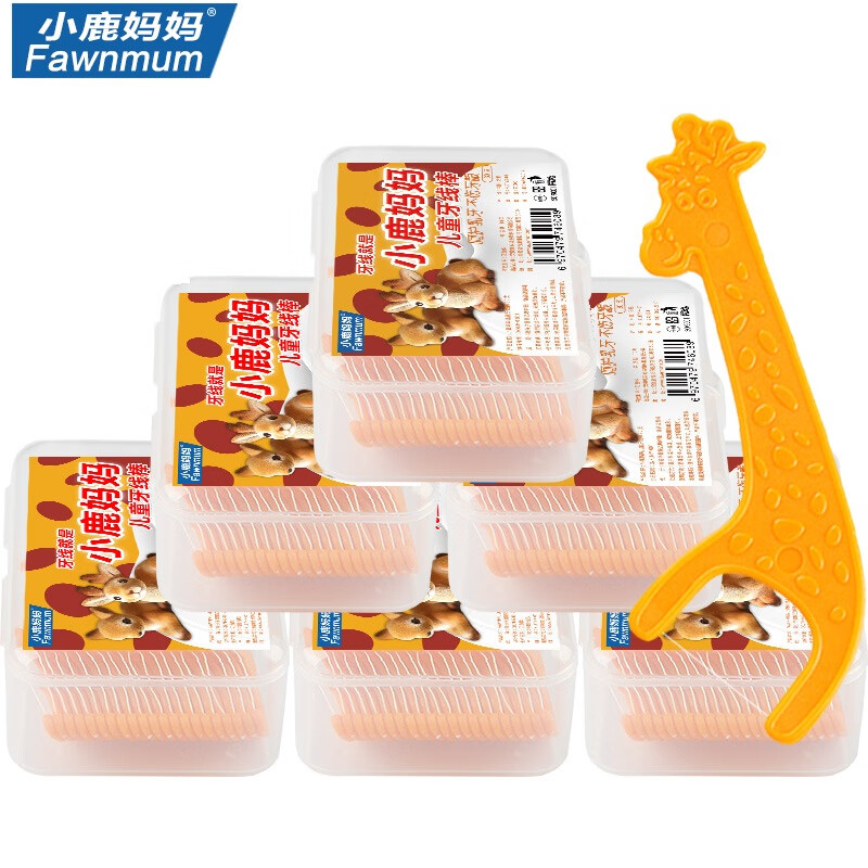 Deer mother's tooth guard cleaning children's dental floss giraffe safety toothpick children's ultra-fine baby infant family dental floss stick 30 pieces / Box * 6 boxes, 180 pieces in total