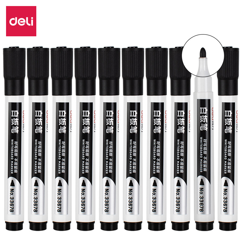 Deli office meeting erasable whiteboard pen 10 pcs / box 33678