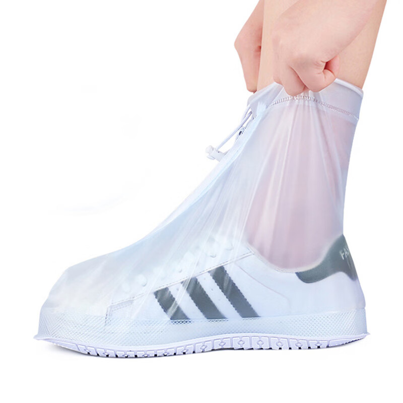 Companion rain shoe cover men's and women's shoe cover waterproof rain proof shoe cover anti slip thickened wear-resistant adult rain shoe cover bl9159 white M