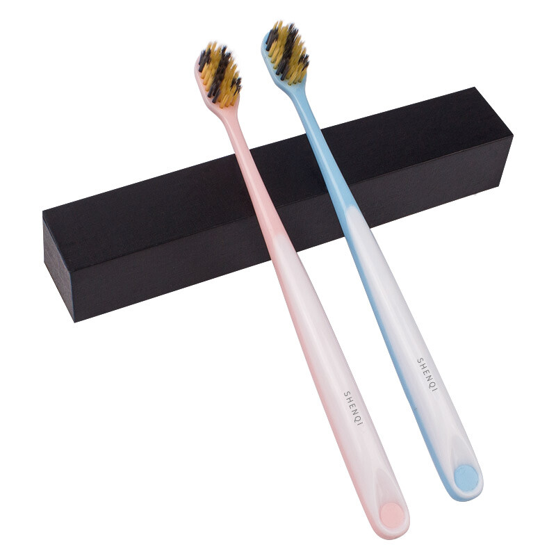 Magic toothbrush wide brush head soft bristle adult toothbrush 2 Pack (pink + blue)