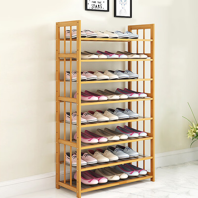 Anyanan bamboo shoe rack simple non solid wood flat dormitory Dormitory Student storage dust-proof multifunctional shoe rack multi-layer bamboo wooden shoe cabinet household shelf 8 layers 70cm