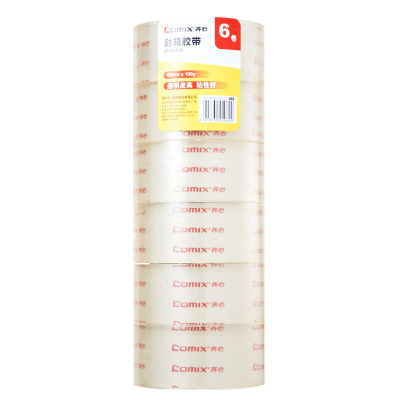 Comix 6 roll 48mm * 100y (91.4m / roll) super transparent sealing tape transparent jt4810-6