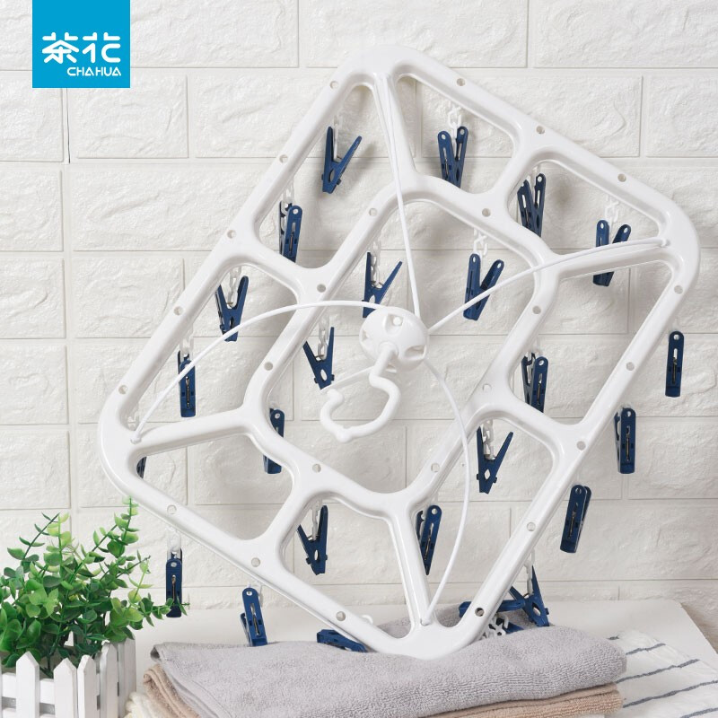 茶花（CHAHUA）茶花家用多功能折叠晾衣架多夹子内衣晾袜子神器儿童婴儿晒衣夹 灰色夹子