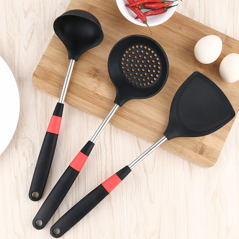 Baige silicone shovel / soup spoon / leaky spoon pot shovel three piece set non stick frying pan frying pan pan bc3726