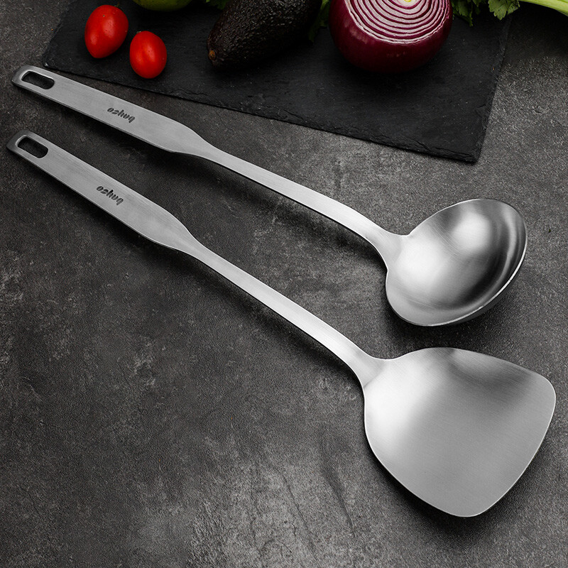 Baige stainless steel spatula and spoon 2-piece set of frying spatula one-piece frying spatula and Spoon Set bc3508
