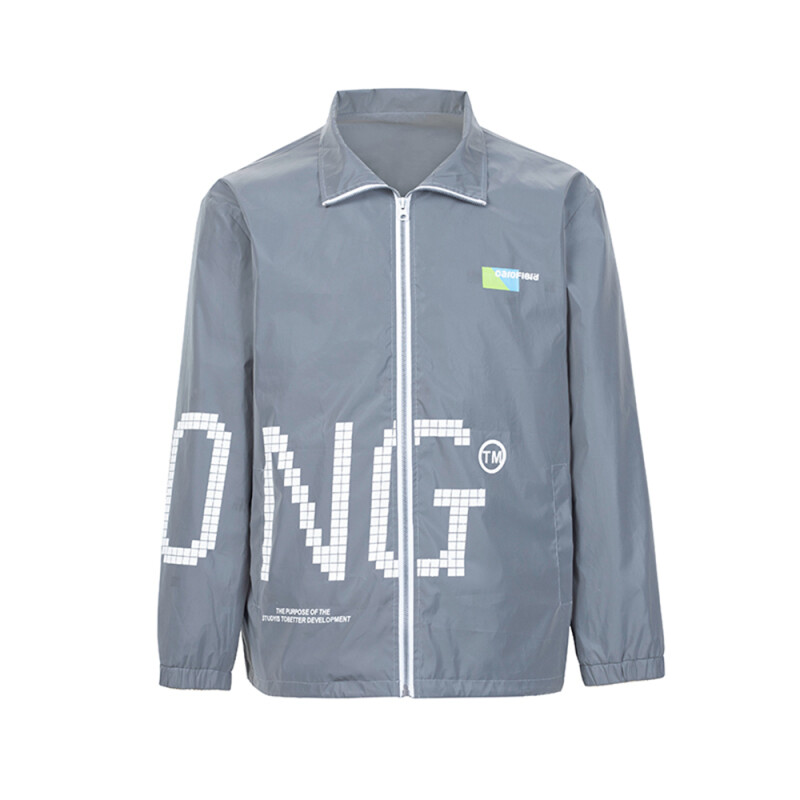 Men's long sleeve zipper up casual jacket Grey CF100021