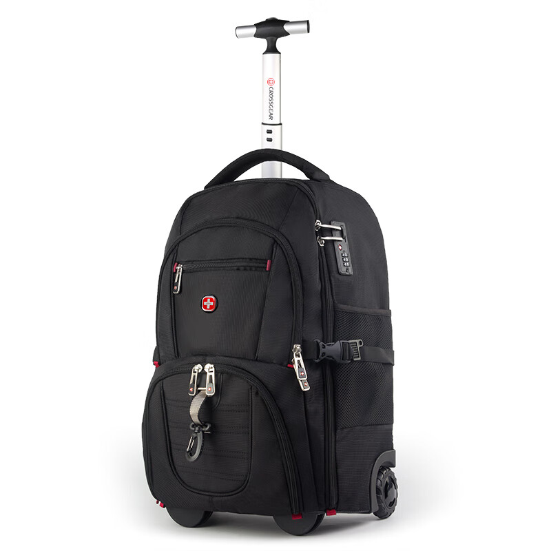 Cross Medal backpack 17.3 inch Laptop Backpack men's super large capacity travel bag trolley bag portable drag business travel bag women's cr098112 black