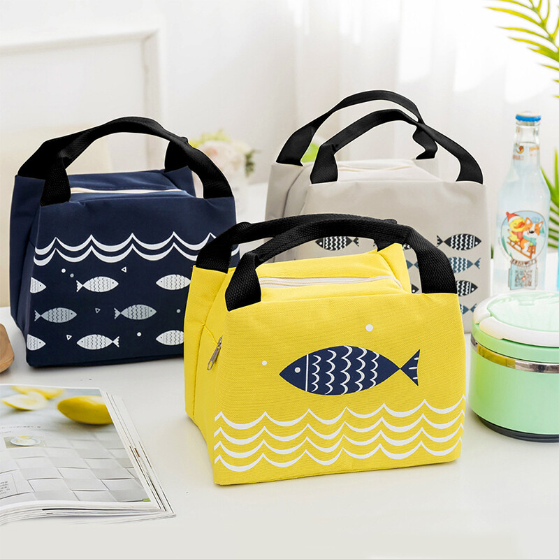 Wutong Ann lunch bag, convenience bag, cartoon little trunks, zipper, heat preservation, rice bag, outdoor heat preservation, portable picnic bag, lemon yellow.