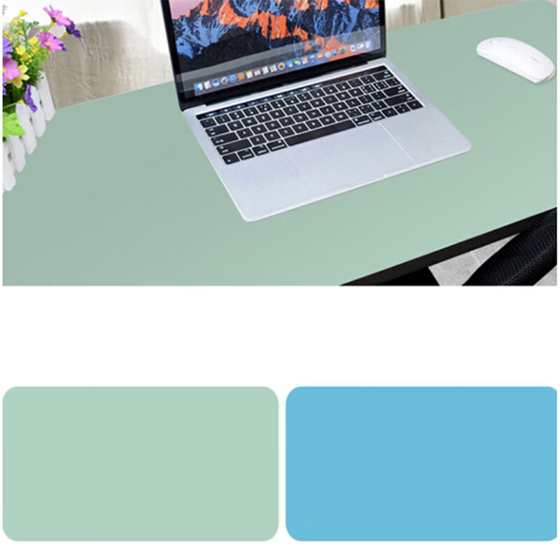 Lingmei mouse pad large two-color double-sided desk pad writing desk desk pad desktop waterproof mouse pad 80 * 40cm light green + lake blue