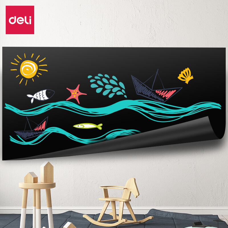 Deli 45 * 100cm household soft magnet magnetic self-adhesive whiteboard sticker erasable writing board drawing board / blackboard graffiti wall sticker parent-child room decoration sticker with adhesive 50000
