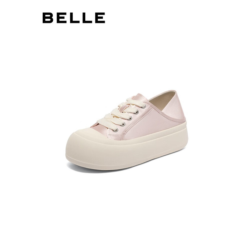百丽两穿帆布鞋女2023秋季新商场同款厚底减龄休闲鞋Z7L1DCM3 粉色 40