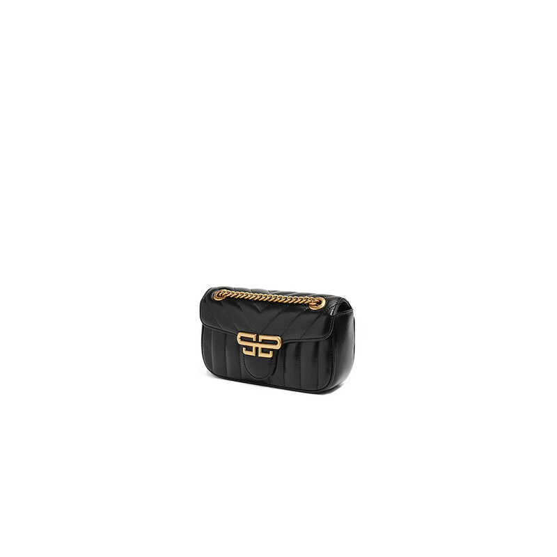 百丽2023秋新商场同款质感小香风多巴胺单肩绗缝包X6759CX3 黑色 F