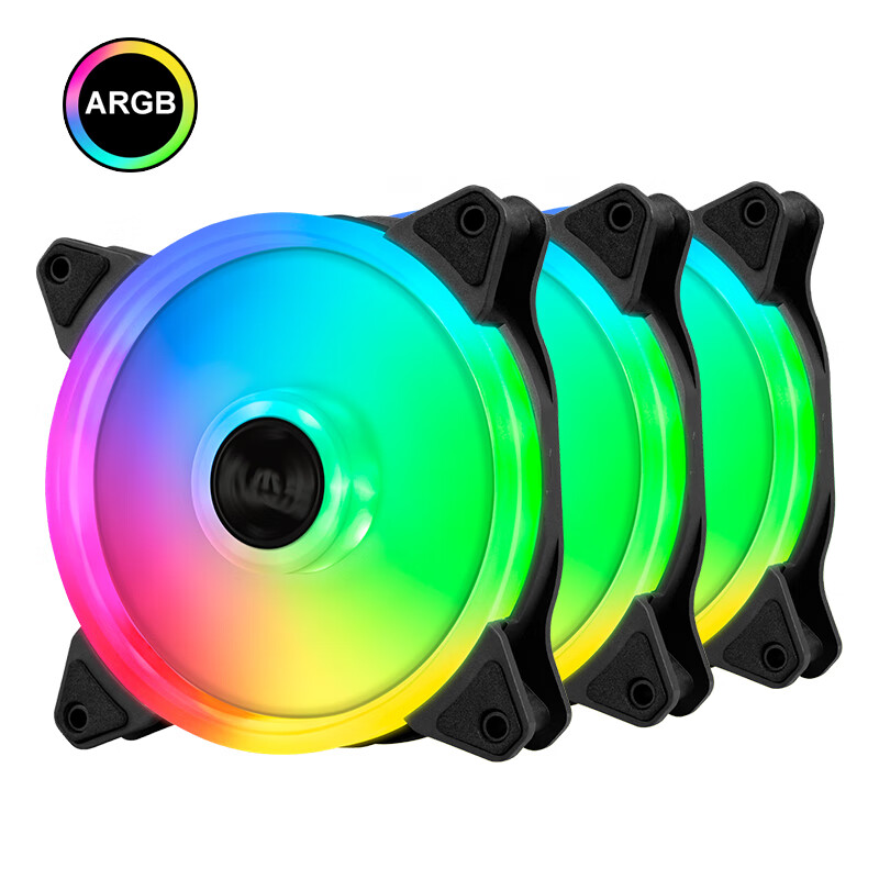 Bubalus color pupil ARGB magic color chassis fan radiator triplet package (with controller / three turn line / Shenguang synchronization / PWM intelligent temperature control)