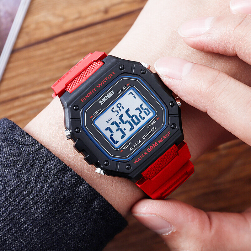 Timebeauty skmei watch men's multifunctional waterproof outdoor sports luminous student electronic watch 1496 red