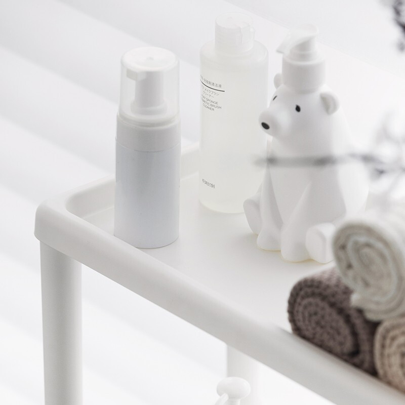 茶花多纳可移动四层置物架客厅阳台镂空厨房置物架 多纳可移动四层置物架（米白色）