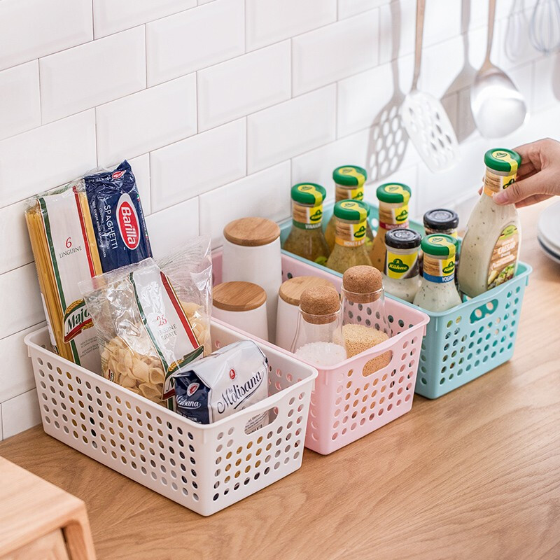 茶花（CHAHUA）茶花收纳筐厨房蔬菜水果筐果蔬收纳整理筐文具收纳盒收纳筐小号2898 白色4个装-2898