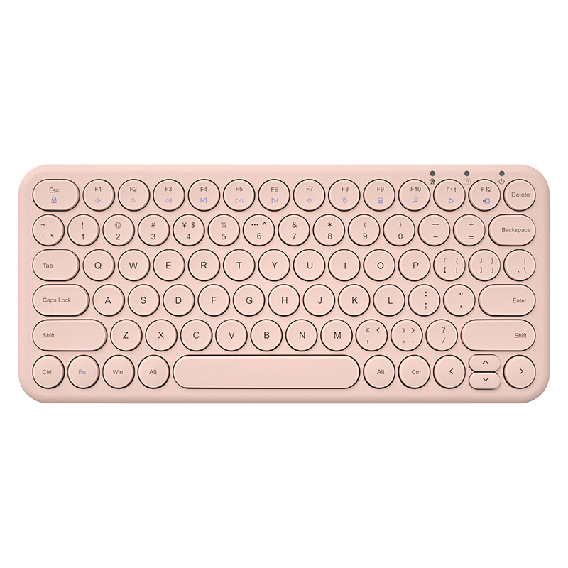 Hangshi (b.o.w) hw098sc wireless keyboard ultra thin mute keyboard retro round hat laptop home office general keypad Pink
