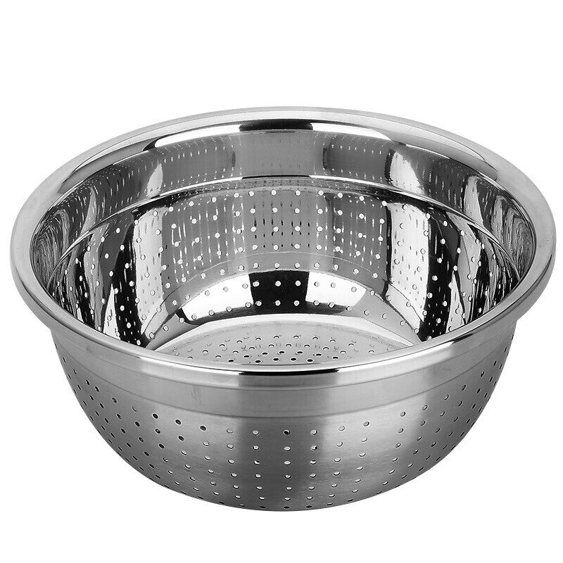 Maxcook rice sieve vegetable basin 304 stainless steel thickened and big drain basin rice washing vegetable washing fruit basin 30cm mcwa860