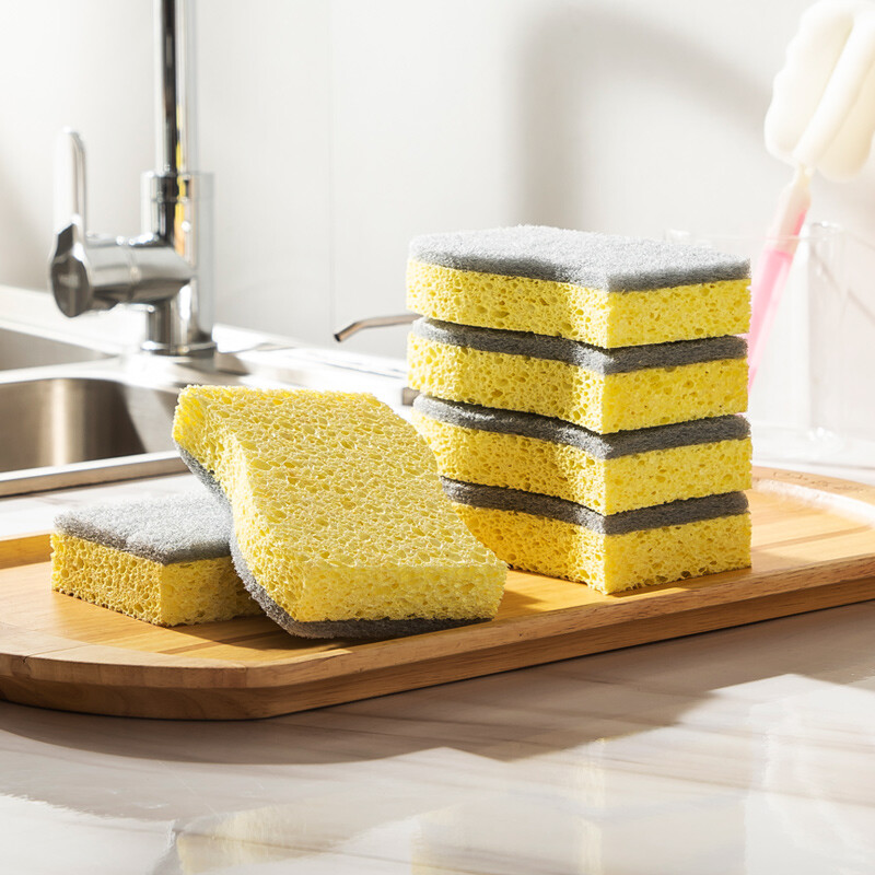 Maxcook cleaning wipe cleaning brush curved surface wood pulp cotton cleaning cloth kitchen wipe pot bottom cleaning ball decontamination and derusting pot brush rag 6-Piece mcpj185