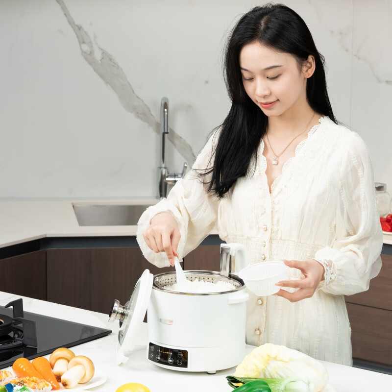 摩飞电器（MFHZPOK）多功能锅升降电火锅家用料理锅电热锅电煮锅火锅专用锅 [隔水炖煮/不溢锅] MF-1503 白