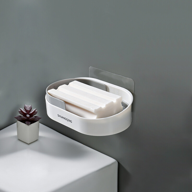 Shuangqing soap box non perforated soap box toilet storage rack bathroom storage rack wall hanging soap rack draining soap rack
