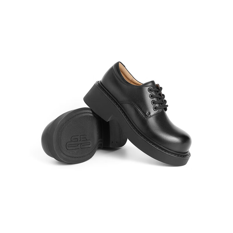 百丽丑萌大头牛津鞋女23秋季新款学院JK风单鞋B1522CM3 黑色 34