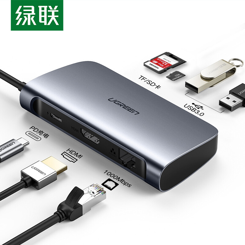 Lvlian type-C docking station general apple macbookpro computer Huawei P30 mobile phone usb-c to HDMI converter network port adapter 4K screen projection card reading docking station 50852