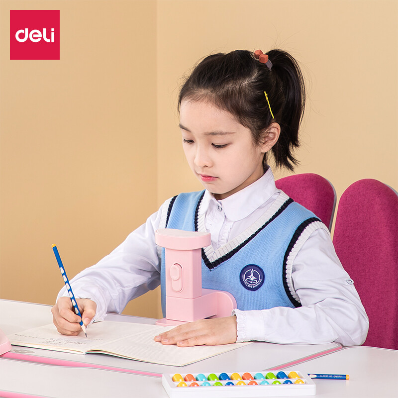 Deli children's sitting posture corrector student writing children's writing learning support corrector can lift pink 70540a