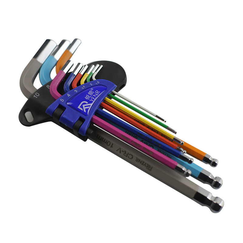 Rayner Allen wrench set Allen screwdriver 9-color Allen wrench L-type extended ball joint 9-piece set Allen wrench metric nr0095