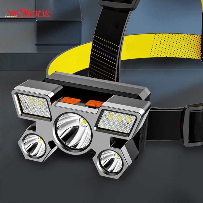 酷龙达COLODA 新款五核小头灯USB充电灯超亮LED头戴式电筒矿灯工地照明