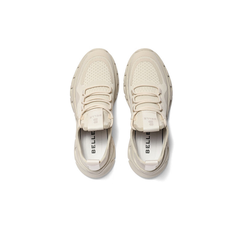 百丽飞织网面运动鞋男2023秋季新款商场同款舒适厚底休闲鞋8AZ01CM3 米色 41