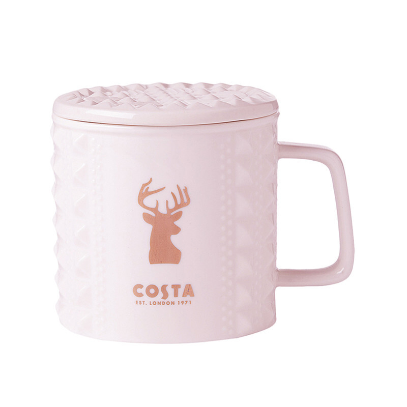 Costa Costa Costa Mug creative ceramic cup couple cup coffee cup milk cup with cover office water cup tea cup fashion punk pink 355ml