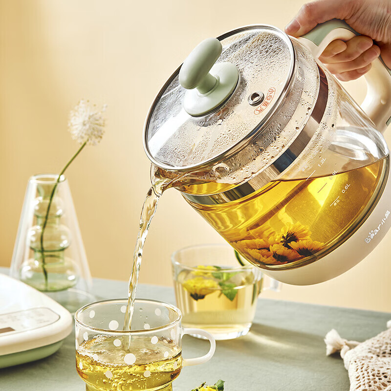 小熊养生壶电水壶烧水壶多功能煮茶器玻璃花茶壶 智能保温1.5L YSH-D15T3
