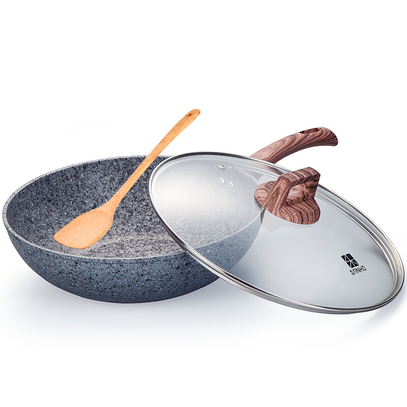 Sanhe Maifan stone non stick pan frying pan household multifunctional frying pan electromagnetic stove gas stove suitable for 30cm frying pan lc30f1