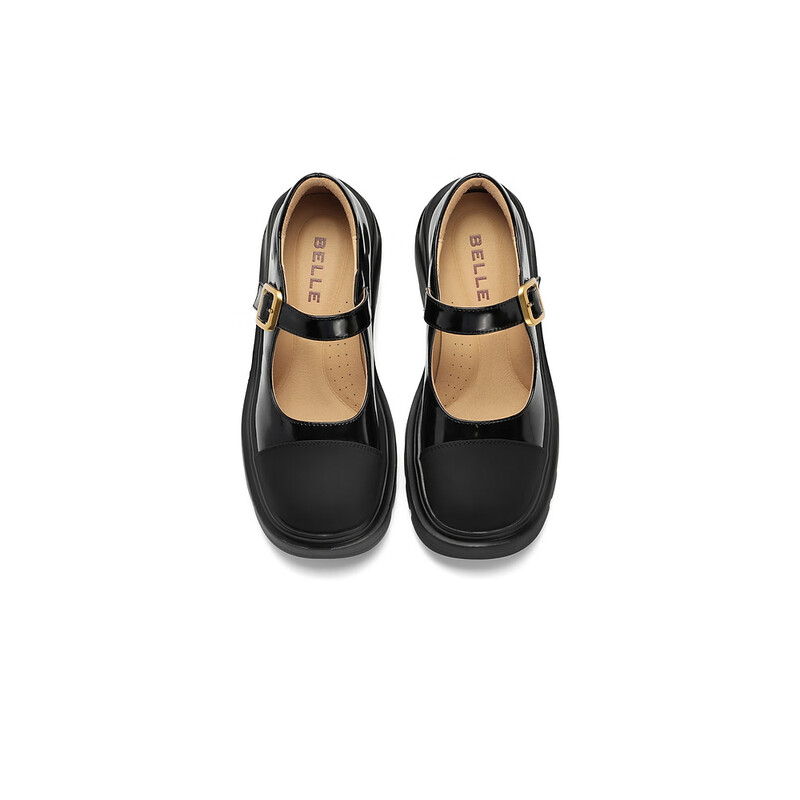 百丽JK学院风玛丽珍鞋女23秋季新款舒适百搭单鞋B1552CM3预售 黑色 34