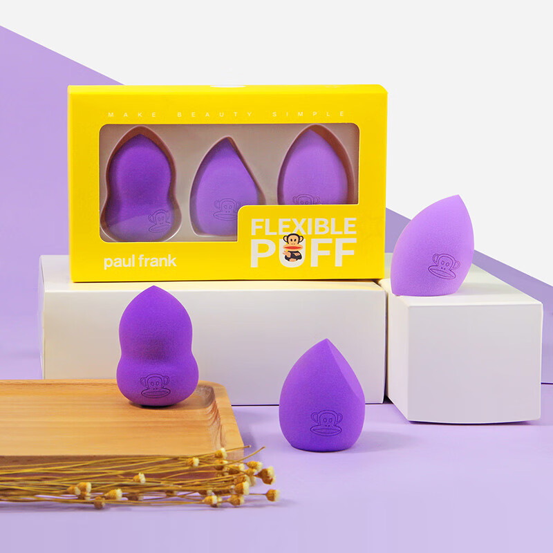 Nika Nika & Paul Frank, monkey with big mouth, three-color gradient beauty egg three-dimensional powder puff gift box