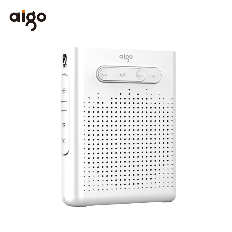 Aigo national good patriot sp-3 portable loudspeaker small bee high power teaching special guide waist hanging loudspeaker microphone waist microphone plug-in card speaker player white